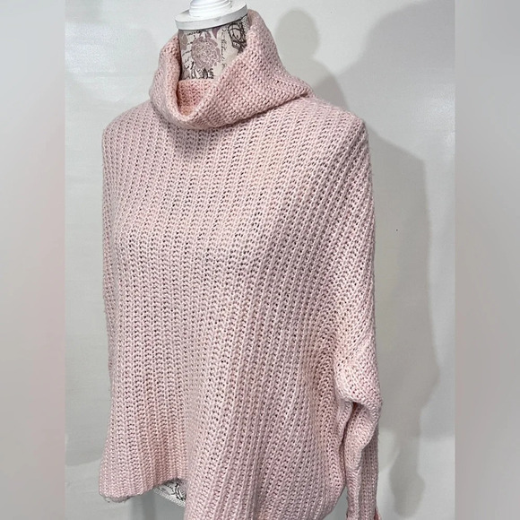 LEITH Pale pink turtleneck chunky knit sweater size M. - Picture 3 of 11